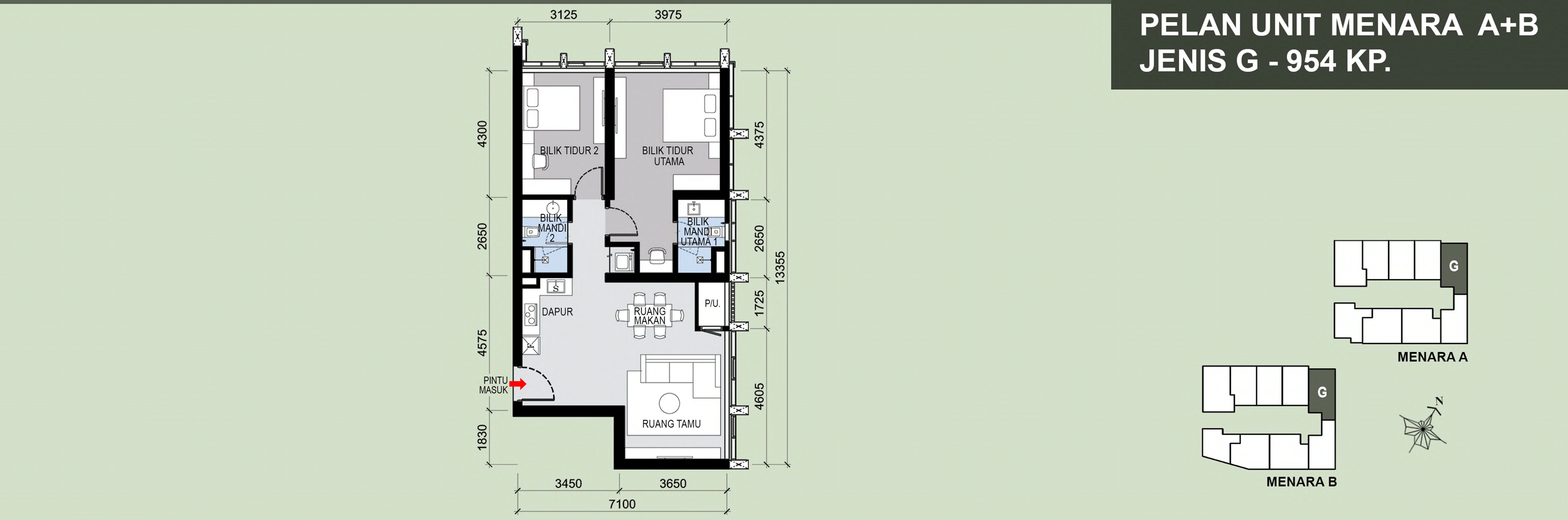 Type G . 954 sq ft