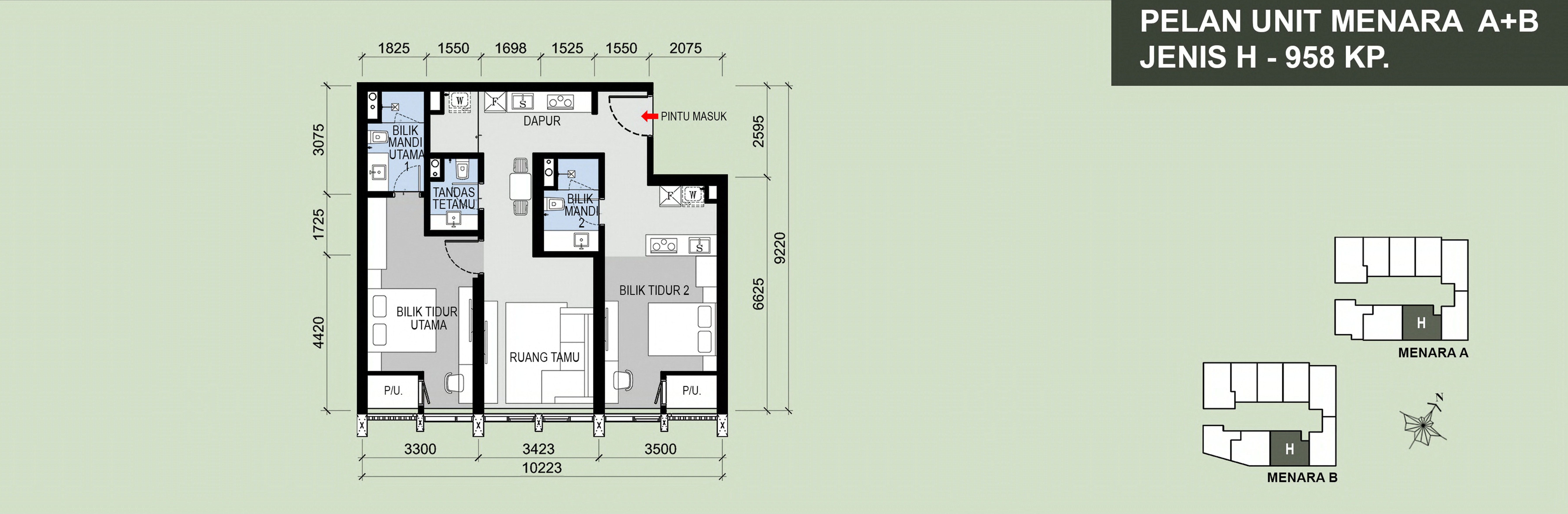 Type H . 958 sq ft