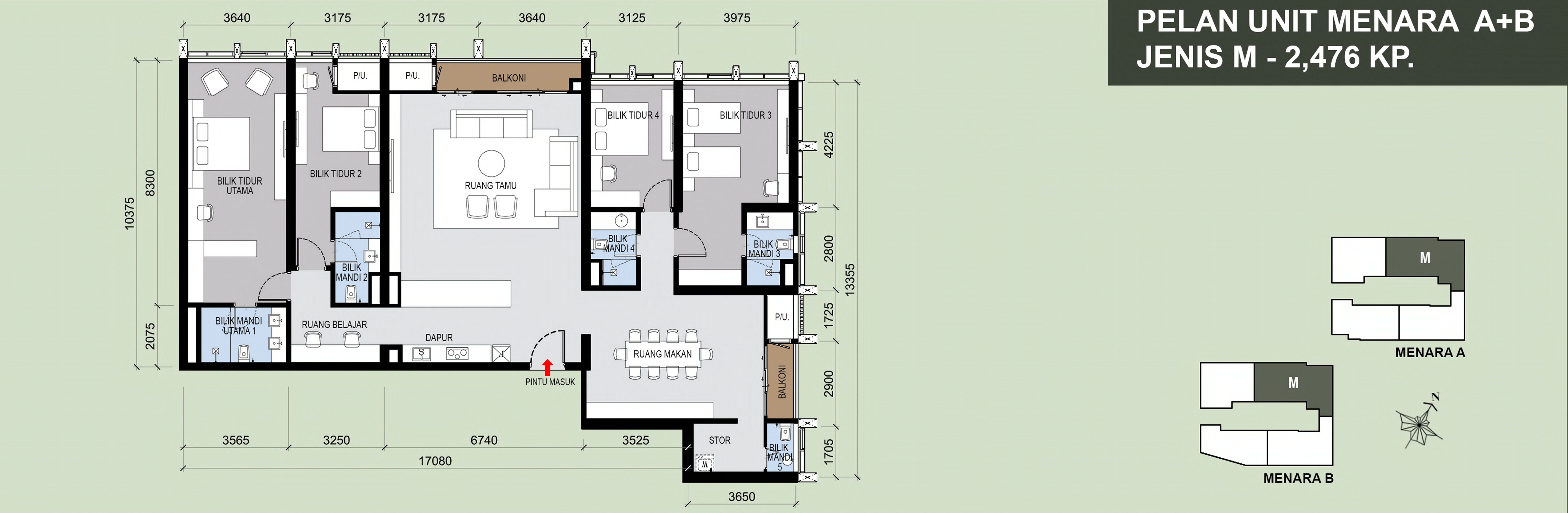 Type M . 2,476 sq ft