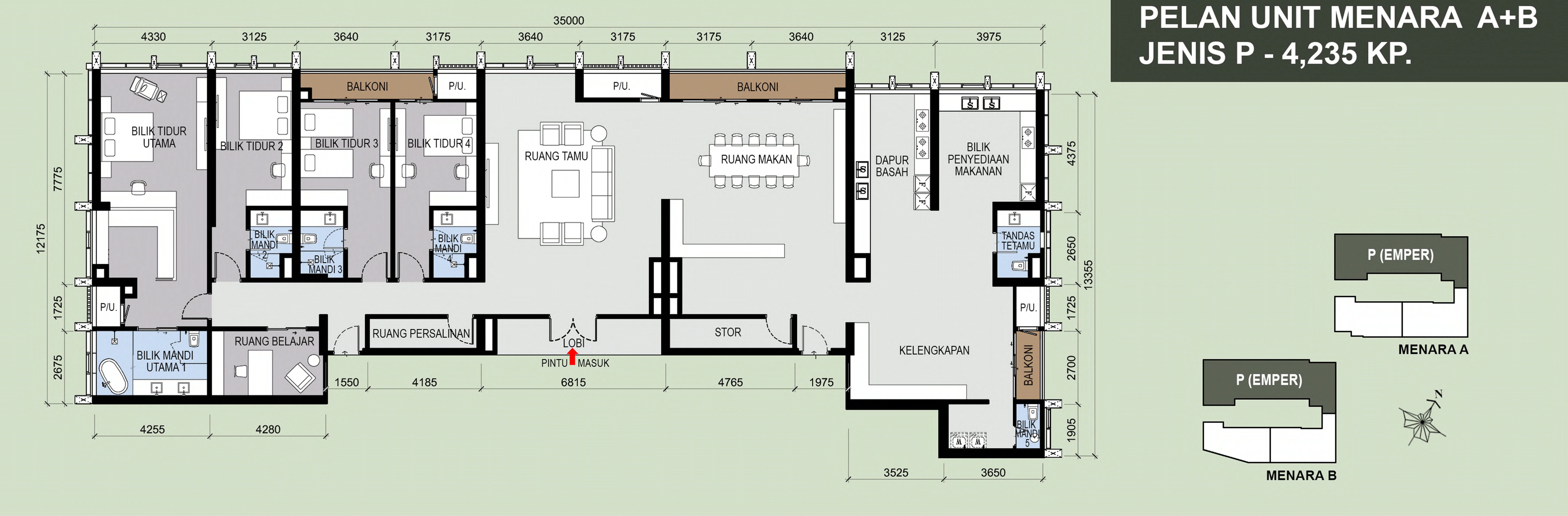 Type P . 4,235 sq ft