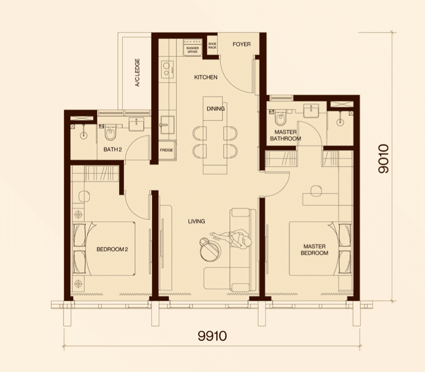 Type A 2 Bed(s) · 2 Bath(s) · 796 Sqft
