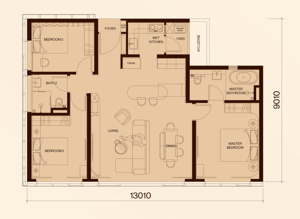 Type B 3 Bed(s) · 2 Bath(s) · 1,130 Sqft