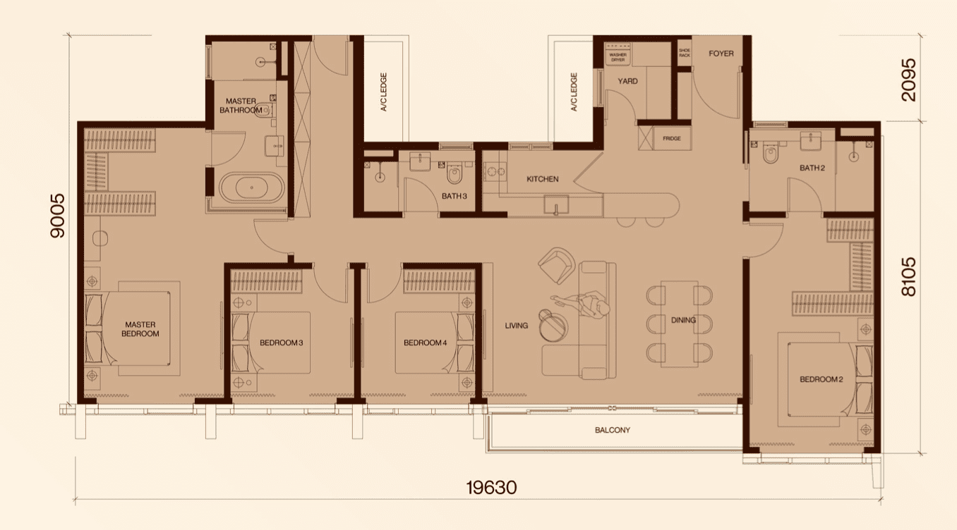 Type C 4 Bed(s) · 3 Bath(s) · 1,700 Sqft