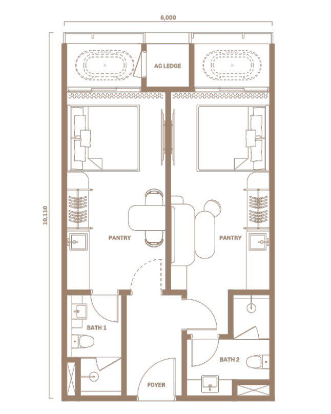 Type B2 . 653 sq.ft. . 2 Bedrooms + 2 Bathrooms
