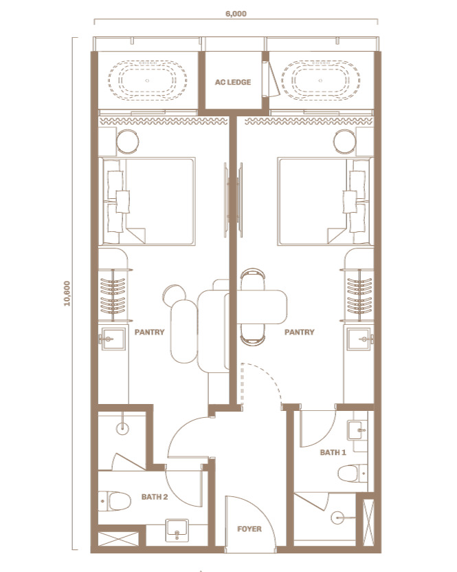 Type B4 . 684 sq.ft. . 2 Bedrooms + 2 Bathrooms