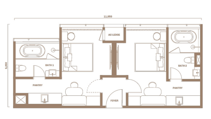 Type B5 . 648 sq.ft. . 2 Bedrooms + 2 Bathrooms
