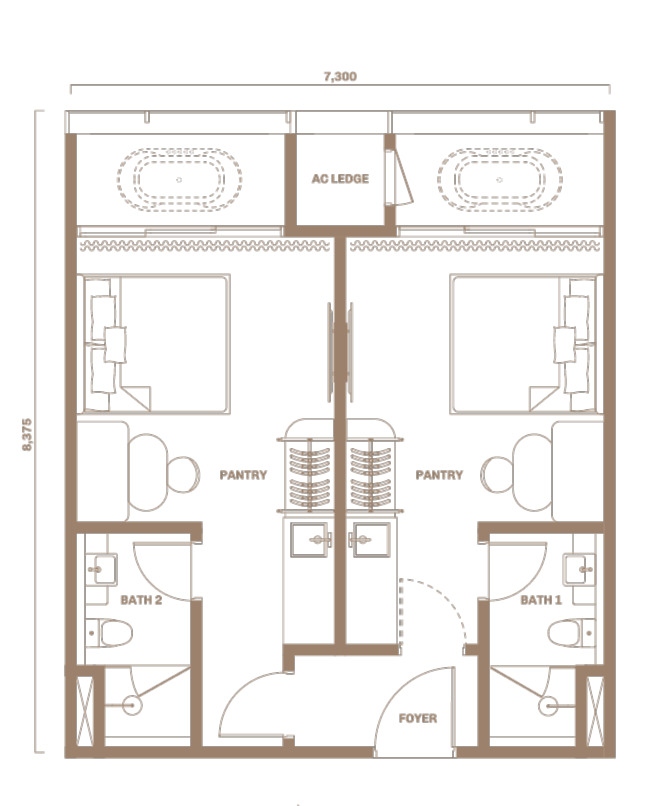 Type B . 657 sq.ft. . 2 Bedrooms + 2 Bathrooms