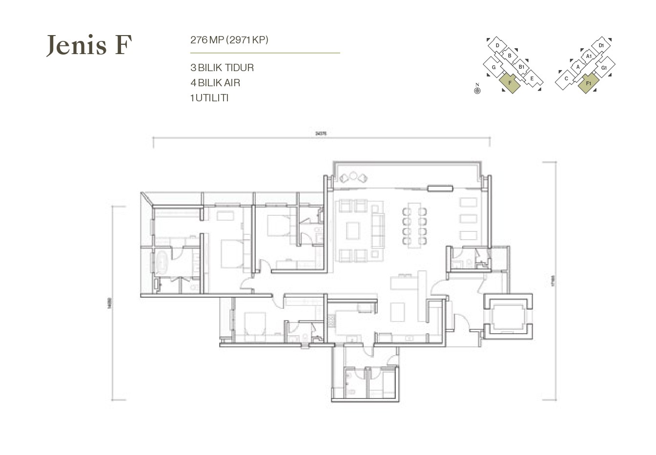 Type F . 2,971 sq ft . 3+1 Bedrooms + 4 Bathrooms