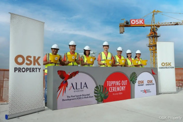 OSK Property’s ALIA @ OSK Mori Park reaches topping-out milestone six months ahead of schedule