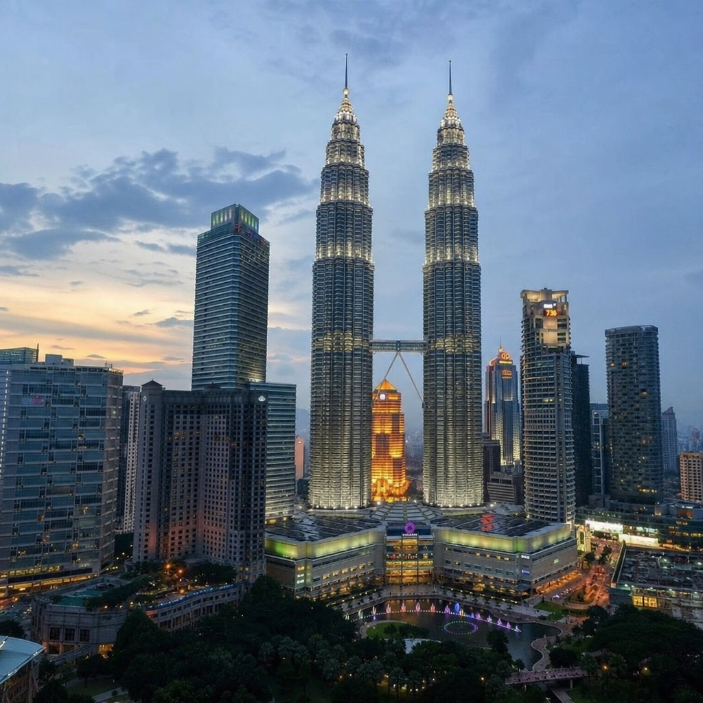 Skyline of KLCC with Petronas Twin Towers