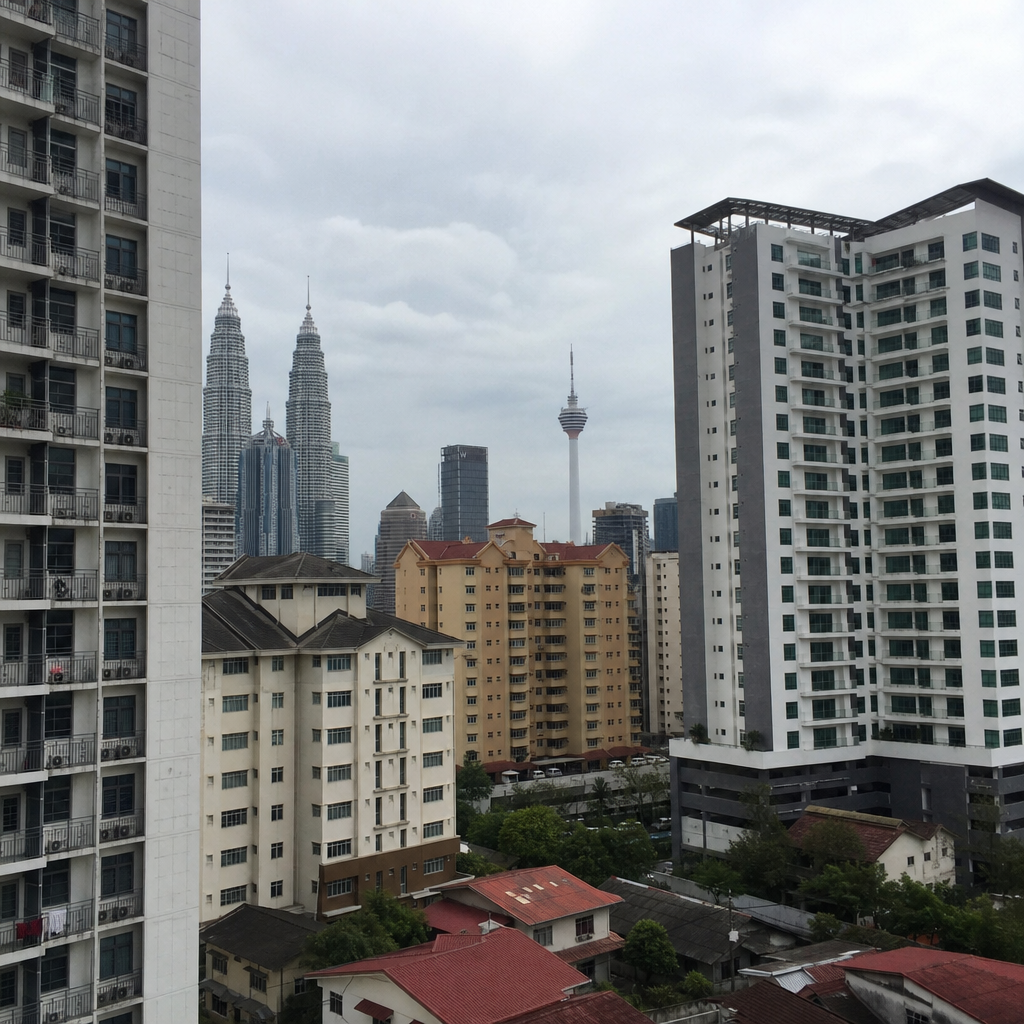 Urban landscape of Kuala Lumpur with apartment buildings
