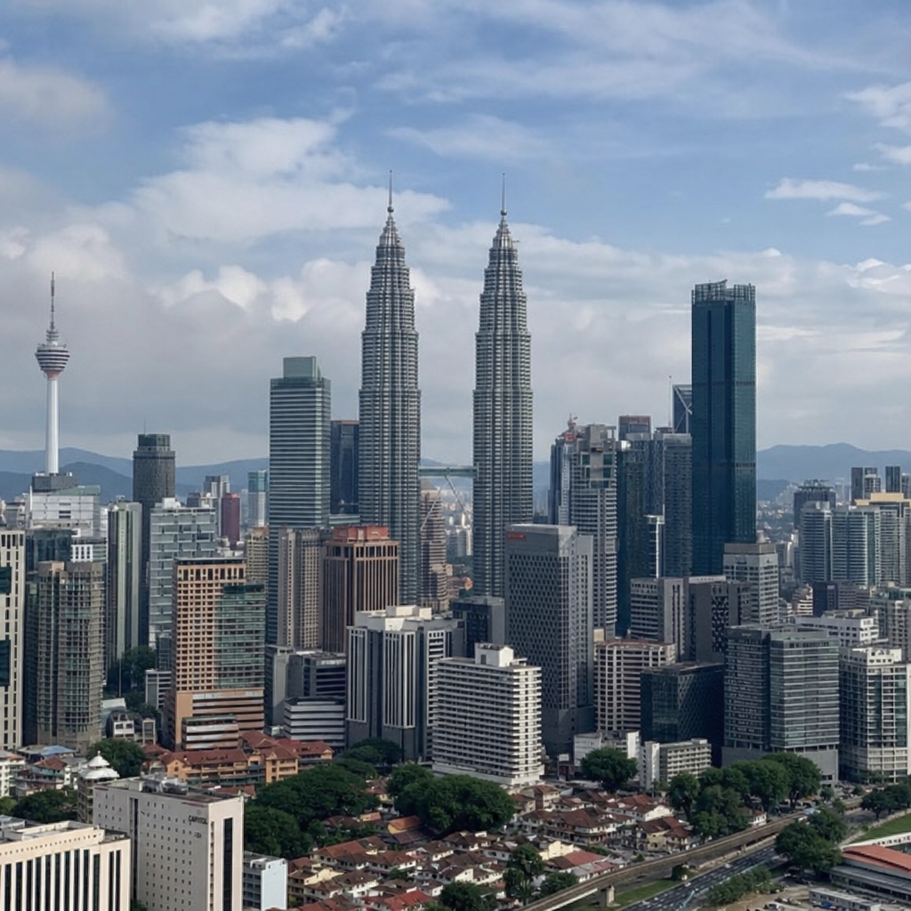 View of Kuala Lumpur city skyline with skyscrapers